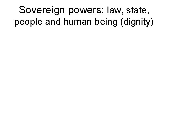 Sovereign powers: law, state, people and human being (dignity) 