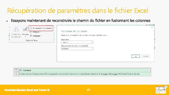 Récupération de paramètres dans le fichier Excel 