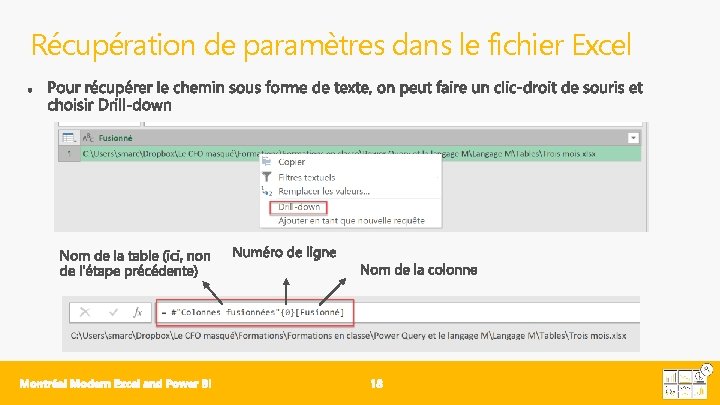 Récupération de paramètres dans le fichier Excel 