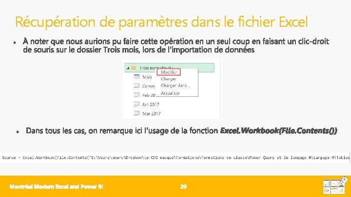 Récupération de paramètres dans le fichier Excel 