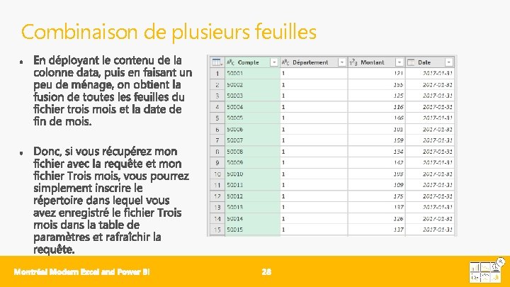 Combinaison de plusieurs feuilles 