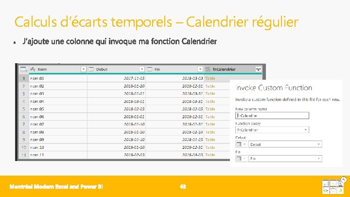 Calculs d’écarts temporels – Calendrier régulier 