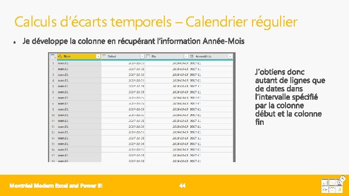 Calculs d’écarts temporels – Calendrier régulier 