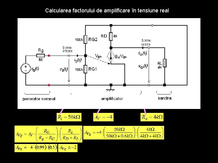 Calcularea factorului de amplificare în tensiune real 