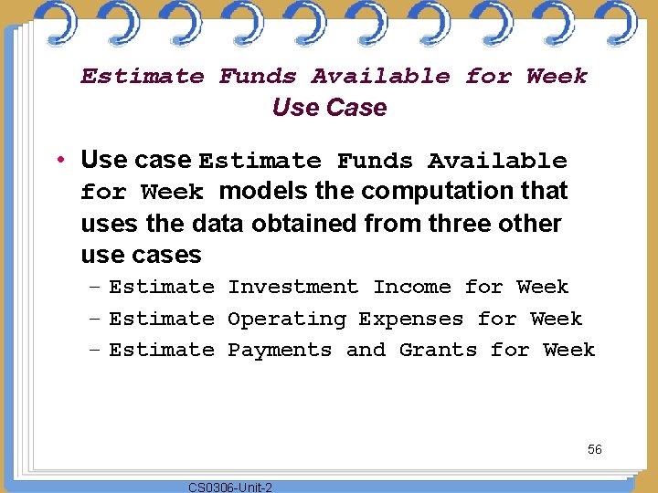Estimate Funds Available for Week Use Case • Use case Estimate Funds Available for