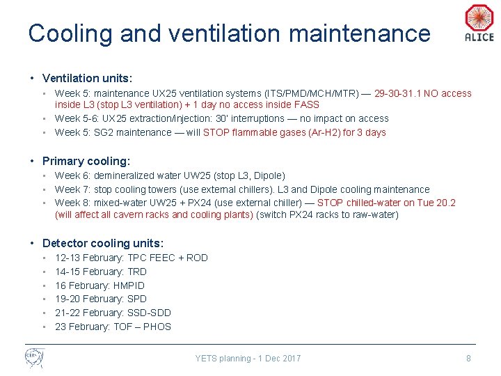 Cooling and ventilation maintenance • Ventilation units: • Week 5: maintenance UX 25 ventilation