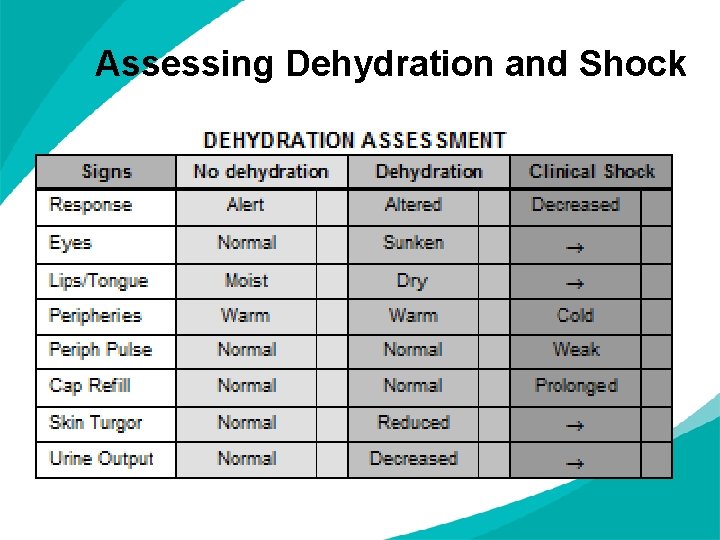 Assessing Dehydration and Shock 