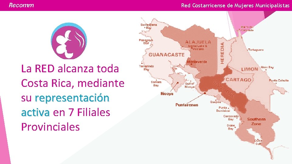 Red Costarricense de Mujeres Municipalistas La RED alcanza toda Costa Rica, mediante su representación