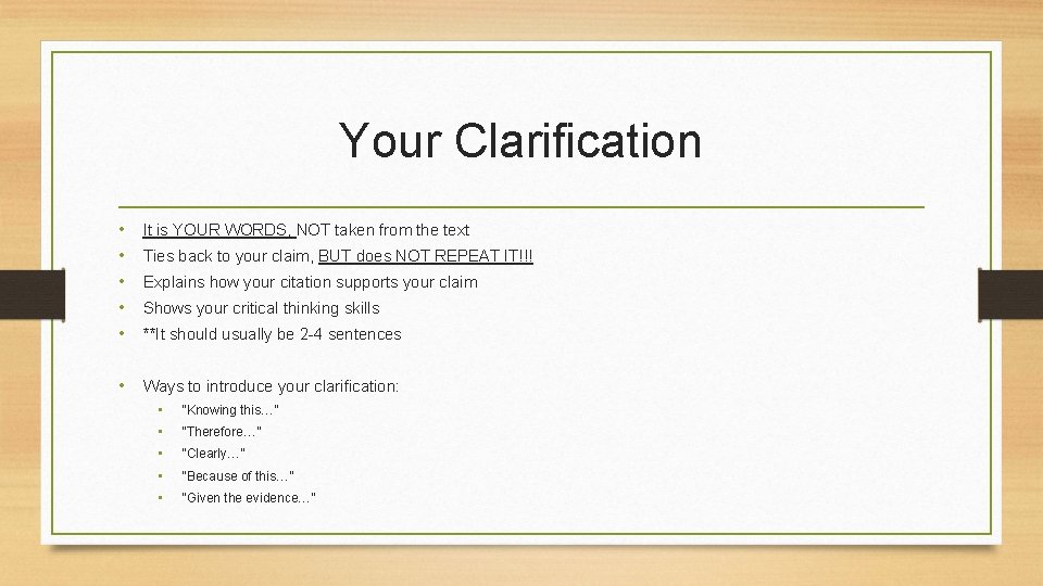 Your Clarification • • • It is YOUR WORDS, NOT taken from the text