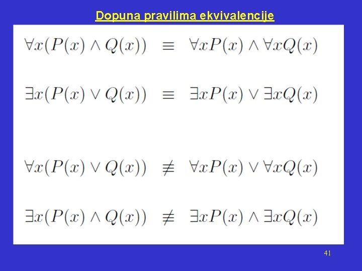 Dopuna pravilima ekvivalencije 41 