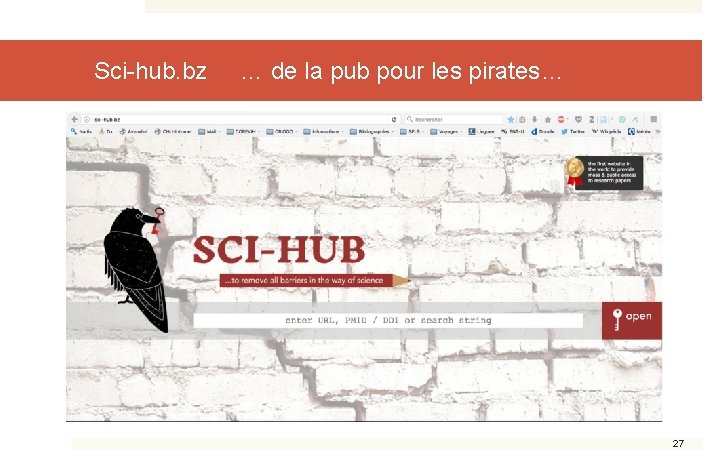 Sci-hub. bz … de la pub pour les pirates… 27 