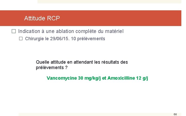 Attitude RCP � Indication à une ablation complète du matériel � Chirurgie le 29/06/15.