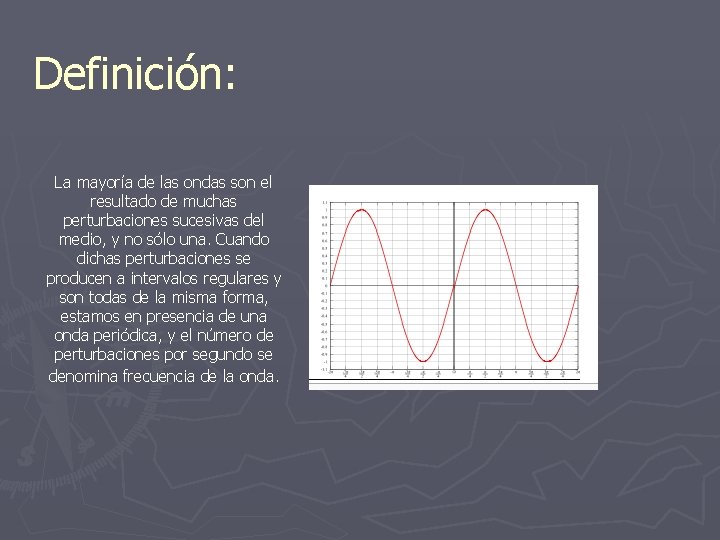 Definición: La mayoría de las ondas son el resultado de muchas perturbaciones sucesivas del