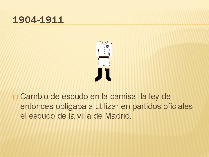 1904 -1911 � Cambio de escudo en la camisa: la ley de entonces obligaba