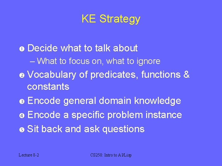 KE Strategy Decide what to talk about – What to focus on, what to