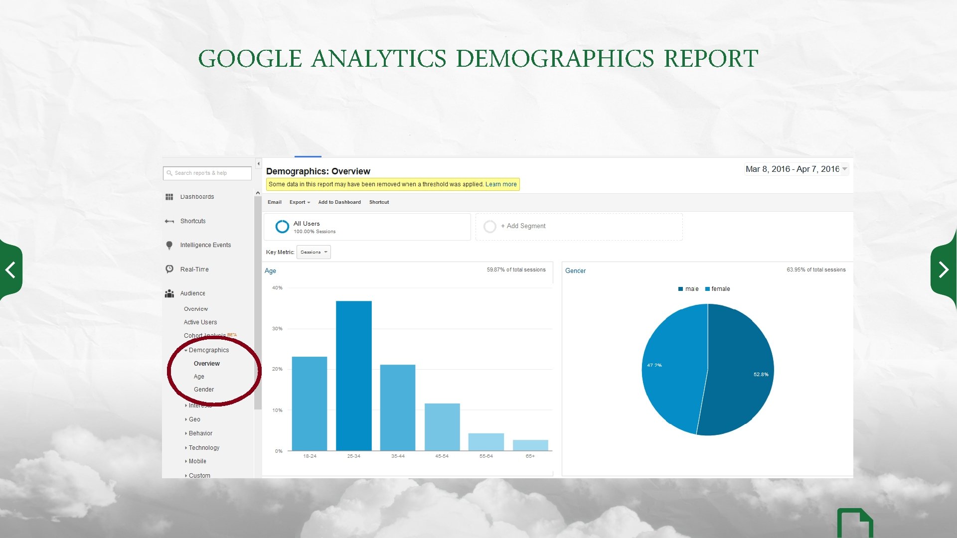 GOOGLE ANALYTICS DEMOGRAPHICS REPORT 