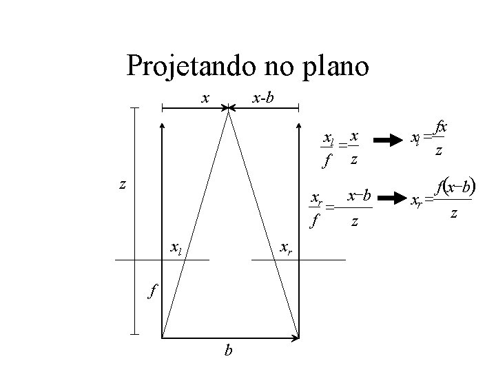 Projetando no plano x x-b xl = x f z z xr = f