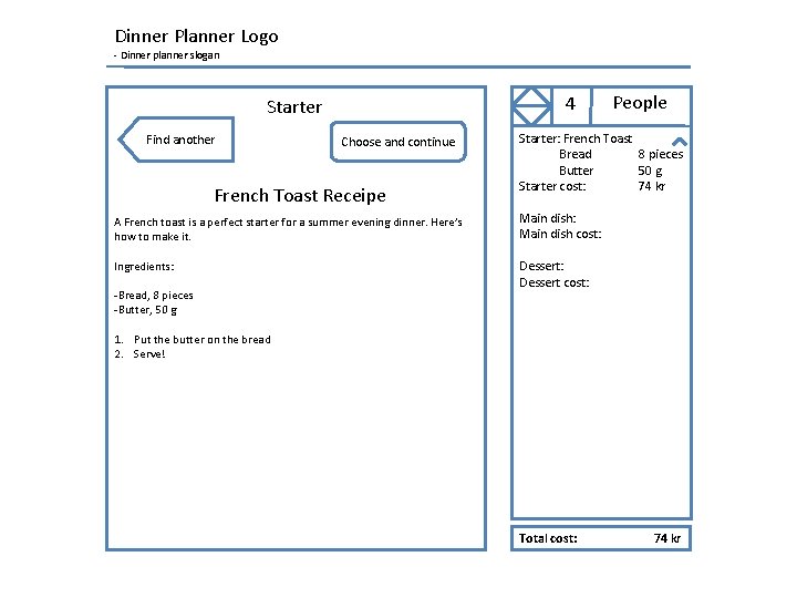 Dinner Planner Logo - Dinner planner slogan 4 Starter Find another Choose and continue