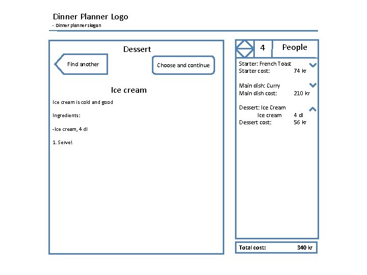 Dinner Planner Logo - Dinner planner slogan 4 Dessert Find another Choose and continue