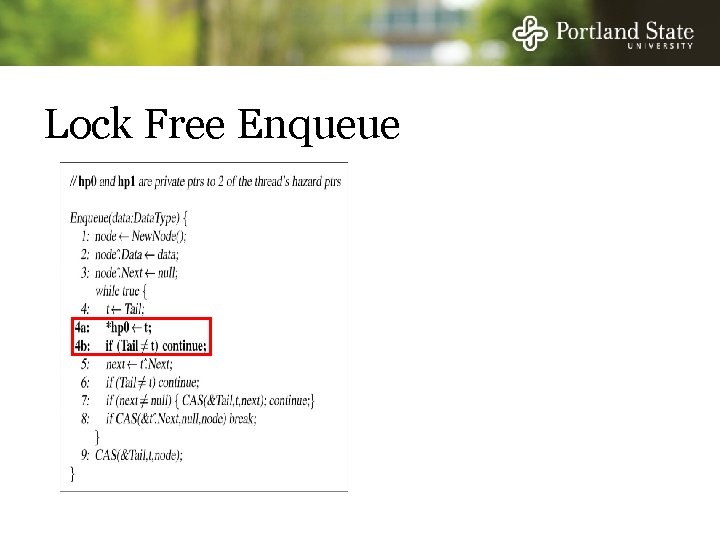 Lock Free Enqueue 