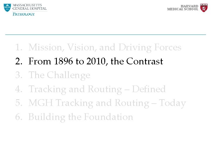 HARVARD MEDICAL SCHOOL 1. 2. 3. 4. 5. 6. Mission, Vision, and Driving Forces HARVARD MEDICAL SCHOOL 1. 2. 3. 4. 5. 6. Mission, Vision, and Driving Forces