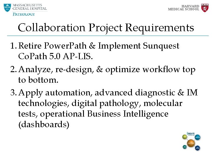 HARVARD MEDICAL SCHOOL Collaboration Project Requirements 1. Retire Power. Path & Implement Sunquest Co. HARVARD MEDICAL SCHOOL Collaboration Project Requirements 1. Retire Power. Path & Implement Sunquest Co.