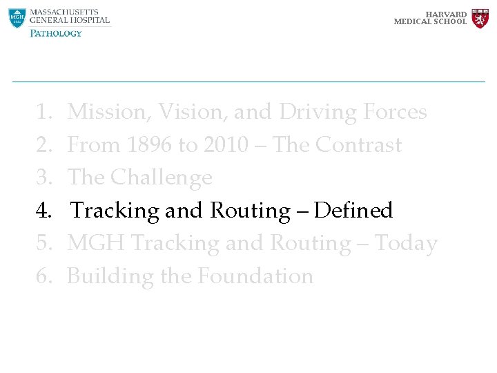 HARVARD MEDICAL SCHOOL 1. 2. 3. 4. 5. 6. Mission, Vision, and Driving Forces HARVARD MEDICAL SCHOOL 1. 2. 3. 4. 5. 6. Mission, Vision, and Driving Forces