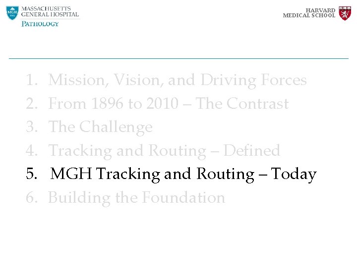 HARVARD MEDICAL SCHOOL 1. 2. 3. 4. 5. 6. Mission, Vision, and Driving Forces HARVARD MEDICAL SCHOOL 1. 2. 3. 4. 5. 6. Mission, Vision, and Driving Forces