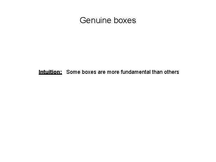 Genuine boxes Intuition: Some boxes are more fundamental than others 