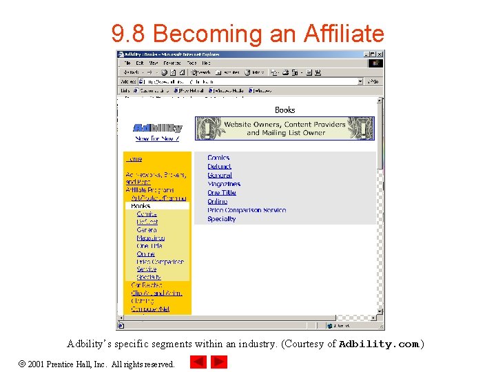 9. 8 Becoming an Affiliate Adbility’s specific segments within an industry. (Courtesy of Adbility.