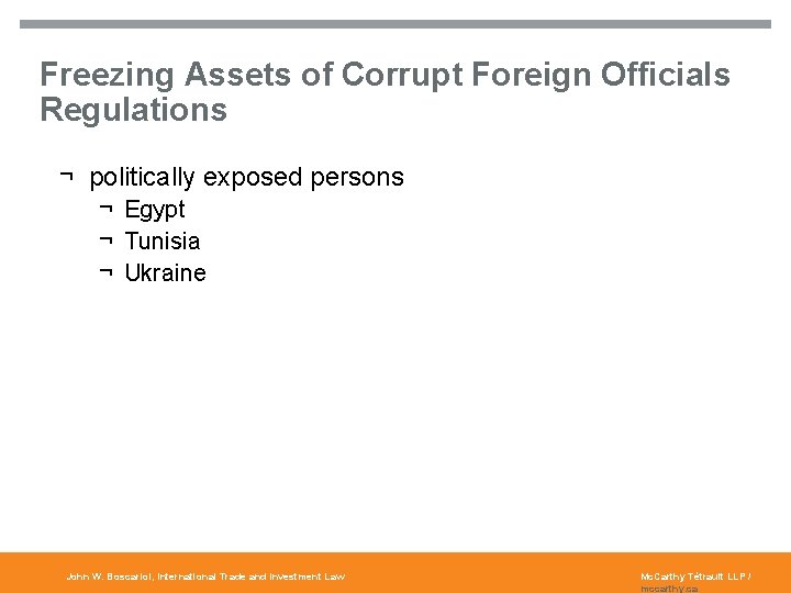 Freezing Assets of Corrupt Foreign Officials Regulations 10 ¬ politically exposed persons ¬ Egypt