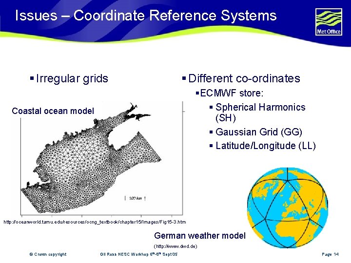 Issues – Coordinate Reference Systems § Irregular grids § Different co-ordinates §ECMWF store: §