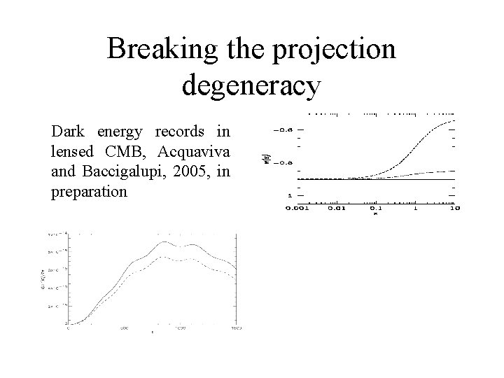 Breaking the projection degeneracy Dark energy records in lensed CMB, Acquaviva and Baccigalupi, 2005,