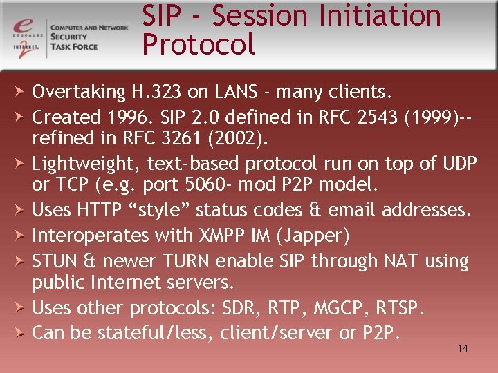 SIP - Session Initiation Protocol Overtaking H. 323 on LANS - many clients. Created SIP - Session Initiation Protocol Overtaking H. 323 on LANS - many clients. Created