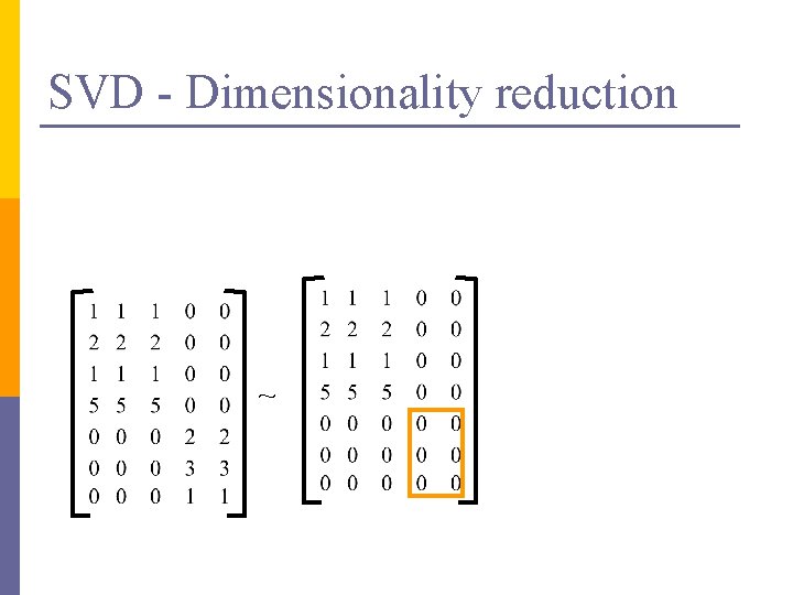 SVD - Dimensionality reduction ~ 