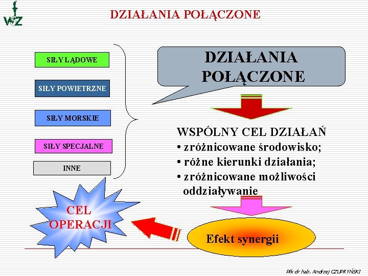 DZIAŁANIA POŁĄCZONE SIŁY LĄDOWE SIŁY POWIETRZNE DZIAŁANIA POŁĄCZONE SIŁY MORSKIE SIŁY SPECJALNE INNE CEL