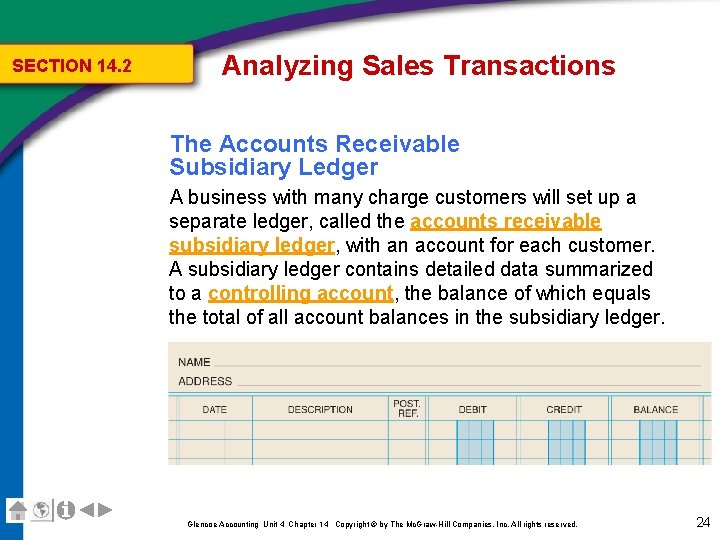 SECTION 14. 2 Analyzing Sales Transactions The Accounts Receivable Subsidiary Ledger A business with