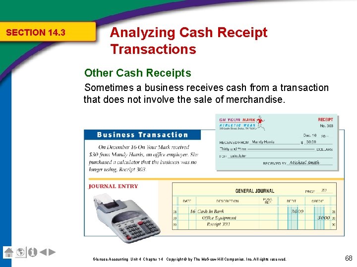 SECTION 14. 3 Analyzing Cash Receipt Transactions Other Cash Receipts Sometimes a business receives