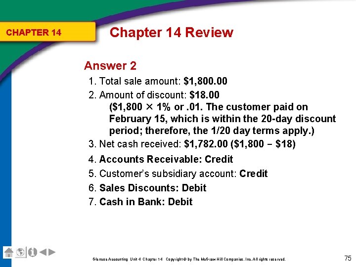 CHAPTER 14 Chapter 14 Review Answer 2 1. Total sale amount: $1, 800. 00
