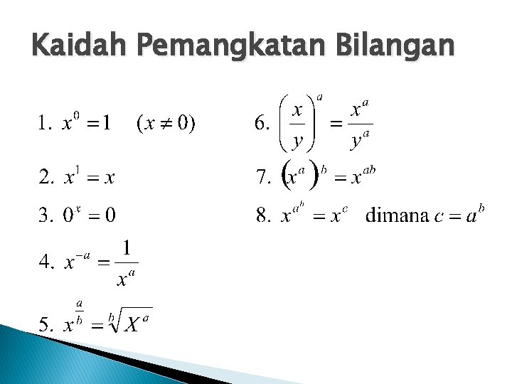 Kaidah Pemangkatan Bilangan 