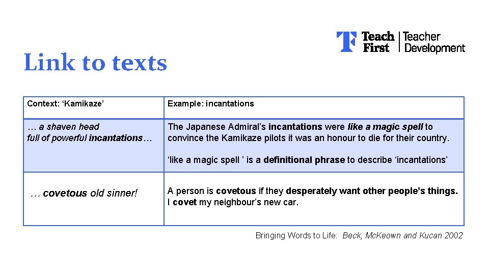 Link to texts Context: ‘Kamikaze’ Example: incantations … a shaven head full of powerful Link to texts Context: ‘Kamikaze’ Example: incantations … a shaven head full of powerful