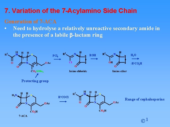 7. Variation of the 7 -Acylamino Side Chain Generation of 7 -ACA • Need
