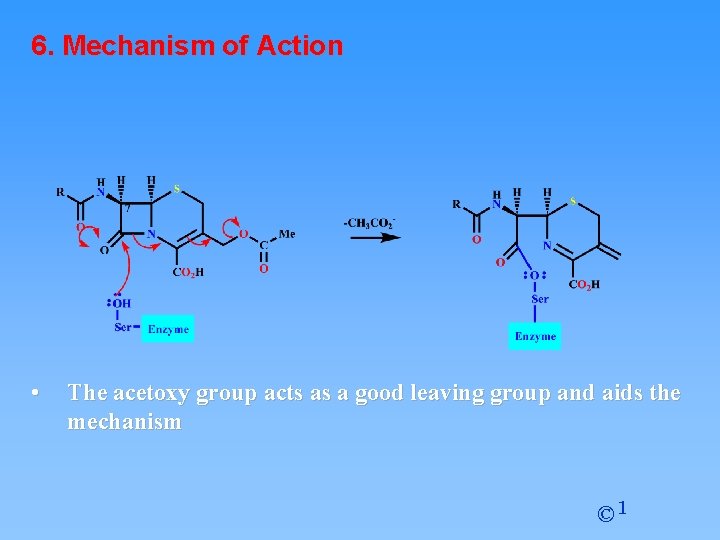 6. Mechanism of Action • The acetoxy group acts as a good leaving group