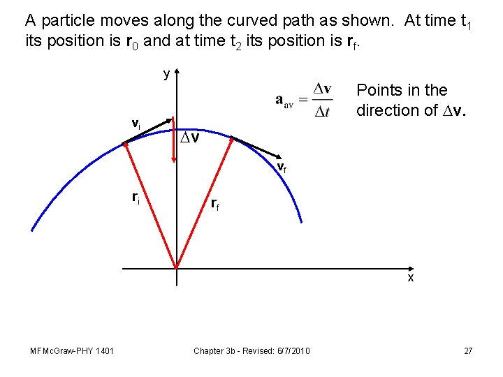 A particle moves along the curved path as shown. At time t 1 its
