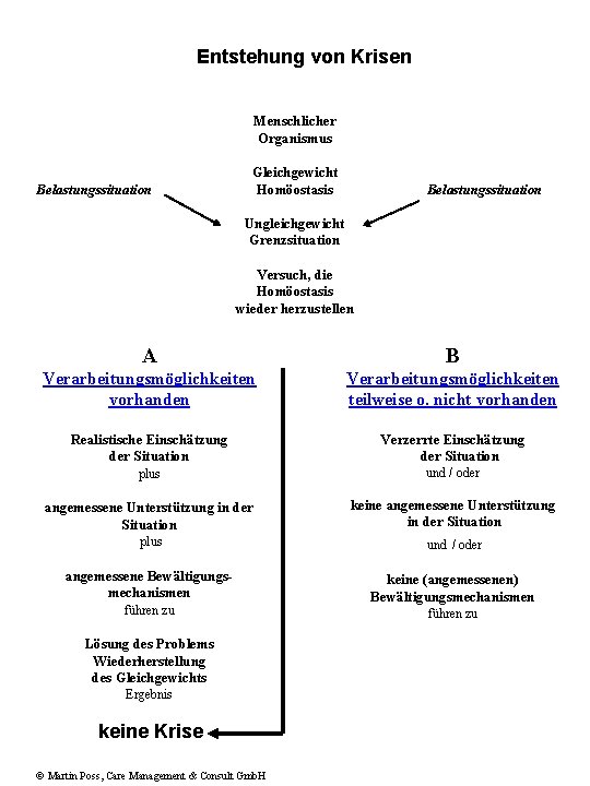 Entstehung von Krisen Menschlicher Organismus Belastungssituation Gleichgewicht Homöostasis Belastungssituation Ungleichgewicht Grenzsituation Versuch, die Homöostasis