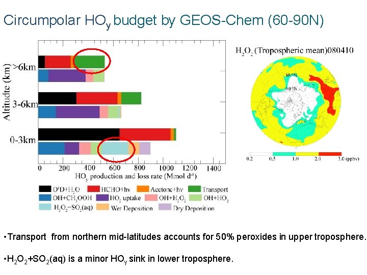 Circumpolar HOy budget by GEOS-Chem (60 -90 N) • Transport from northern mid-latitudes accounts