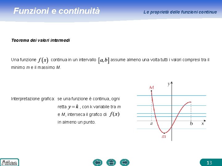 Funzioni e continuità Le proprietà delle funzioni continue Teorema dei valori intermedi Una funzione