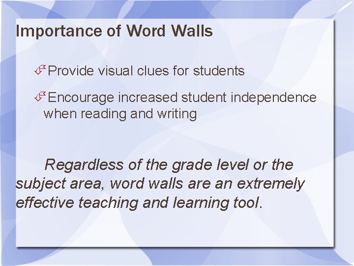 ELHS How to build effective WORD WALLS and