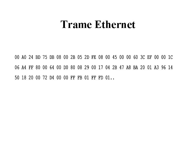 Trame Ethernet Trame Ethernet
