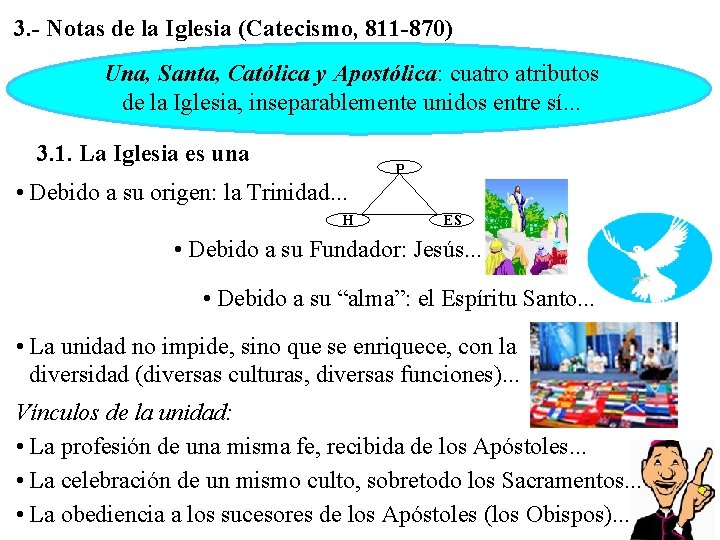 3. - Notas de la Iglesia (Catecismo, 811 -870) Una, Santa, Católica y Apostólica: